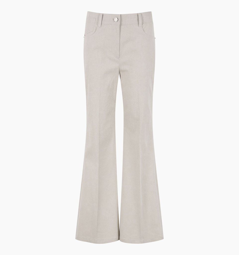 Beige flared denim trousers  - sisley k pantaloni palazzo - Beige | Sisley K image number 1